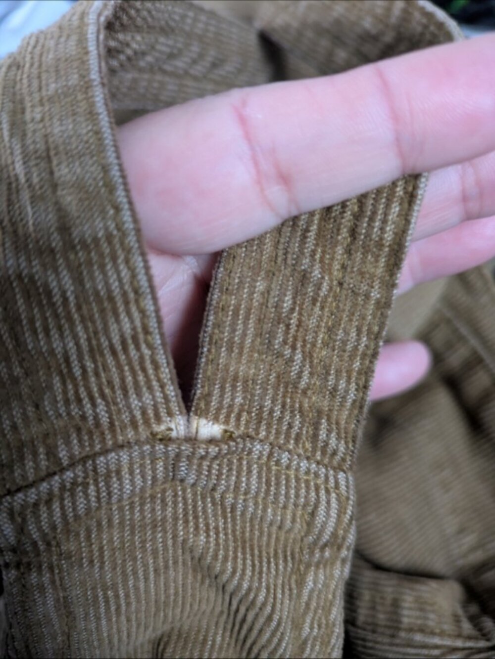 Aerie Werk & Play Brown Corduroy Bib Overalls Size Medium Raw Frayed Hem Casual - Picture 9 of 9